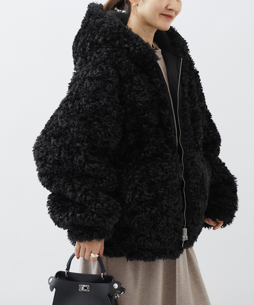 INSCRIRE(アンスクリア)の「INSCRIRE(アンスクリア) Cury Hair Hoodie I24AWBZ70(その他アウター・レディース・ブラック・X-SMALL)」の1枚目の写真