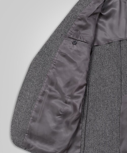 BROOKS BROTHERS(ブルックスブラザーズ)の「ウール ツイード ヘリンボーンストライプ 段返り3釦コンフォートサックジャケット Traditional(テーラードジャケット・メンズ・グレー・39SHT/38SHT/40SHT/42SHT)」の8枚目の写真