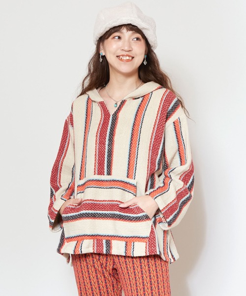 チャイハネ(チャイハネ)の「【チャイハネ】南インド織り ソルサラパーカー(パーカー・レディース・ターコイズブルー/ブラック/ベージュ・FREE)」の3枚目の写真