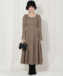 ビット付きハートネック千鳥ワンピース