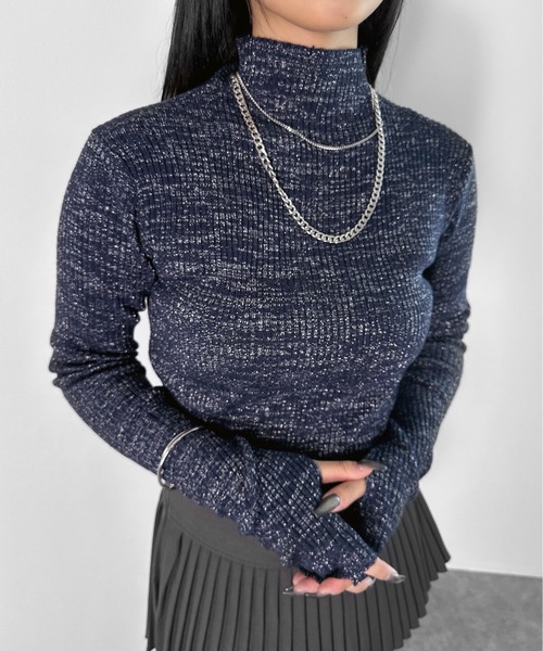 LVEU.(ラブユ.)の「【LVEU.】ラメリブハイネックニットトップス / トップス ニット リブ ラメ サムホール フィンガーホール ハイネック ブラック チャコール シルバー(ニット/セーター・レディース・ブラック/チャコールグレー/シルバー/ブラック系その他/ネイビー系・FREE)」の20枚目の写真