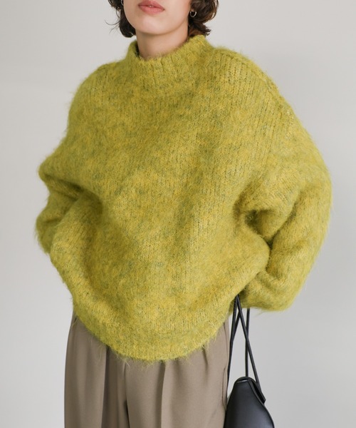 セール】【新色追加】2WAYボタンスリットモヘアライクニット（ニット