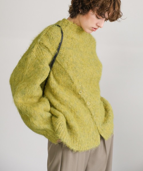 セール】【新色追加】2WAYボタンスリットモヘアライクニット（ニット