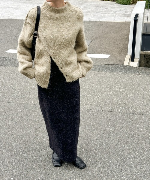 セール】【新色追加】2WAYボタンスリットモヘアライクニット（ニット