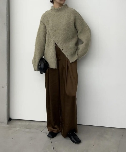 モカページ セール】【新色追加】2WAYボタンスリットモヘアライクニット（ニット