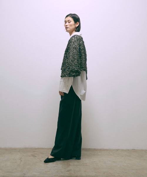 EN NEUME(エンノイム)の「Lurex Ruffle Tulle Volume Sleeve Blouse(シャツ/ブラウス・レディース・アイボリー/ブラック・FREE)」の9枚目の写真