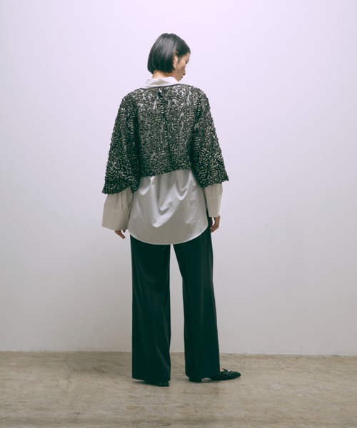 EN NEUME(エンノイム)の「Lurex Ruffle Tulle Volume Sleeve Blouse(シャツ/ブラウス・レディース・アイボリー/ブラック・FREE)」の10枚目の写真