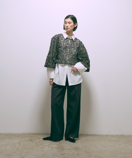 EN NEUME(エンノイム)の「Lurex Ruffle Tulle Volume Sleeve Blouse(シャツ/ブラウス・レディース・アイボリー/ブラック・FREE)」の11枚目の写真