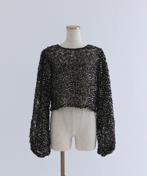 EN NEUME(エンノイム)の「Lurex Ruffle Tulle Volume Sleeve Blouse(シャツ/ブラウス・レディース・アイボリー/ブラック・FREE)」の21枚目の写真