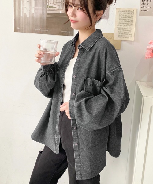 ブラウス シャツ ライトオンスデニムシャツ レディース CHIC STYLE ブラウス シャツ 綿100％ライトオンスデニムシャツ