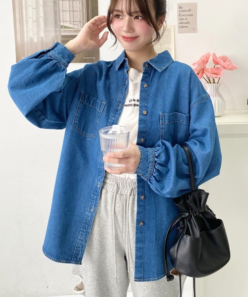 ブラウス シャツ ライトオンスデニムシャツ レディース CHIC STYLE ブラウス シャツ 綿100％ライトオンスデニムシャツ