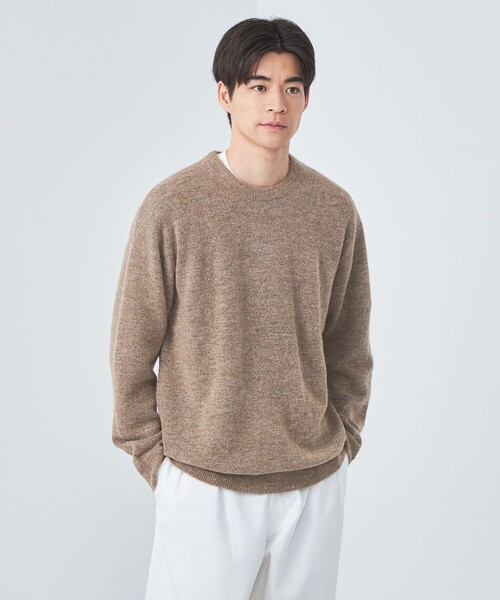 green label relaxing（グリーンレーベルリラクシング）の「アルパカ ミックス キモウ クルーネック ニット（ニット/セーター・メンズ・ブラック/ダークグレー/ベージュ/ピンク・M/S/L/XL）」の3枚目の写真