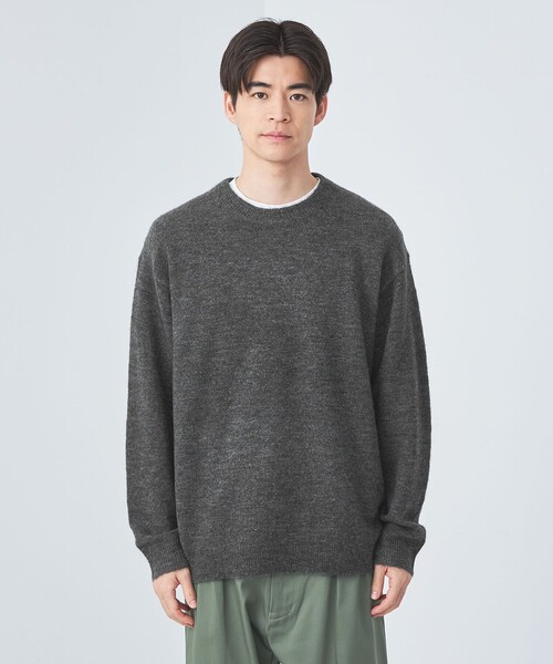 green label relaxing（グリーンレーベルリラクシング）の「アルパカ ミックス キモウ クルーネック ニット（ニット/セーター・メンズ・ブラック/ダークグレー/ベージュ/ピンク・M/S/L/XL）」の9枚目の写真
