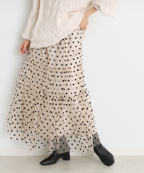 THE SHOP TK (ザ ショップ ティーケー )の「◆チュールドットスカート【洗える】(スカート・レディース・ブラック系/アイボリー系・12/13)」の4枚目の写真