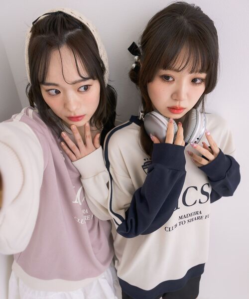 ems excite（エムズエキサイト）の「配色ユニフォームトレーナー（スウェット・レディース・ピンク/ホワイト系その他/ナチュラル・FREE）」の4枚目の写真