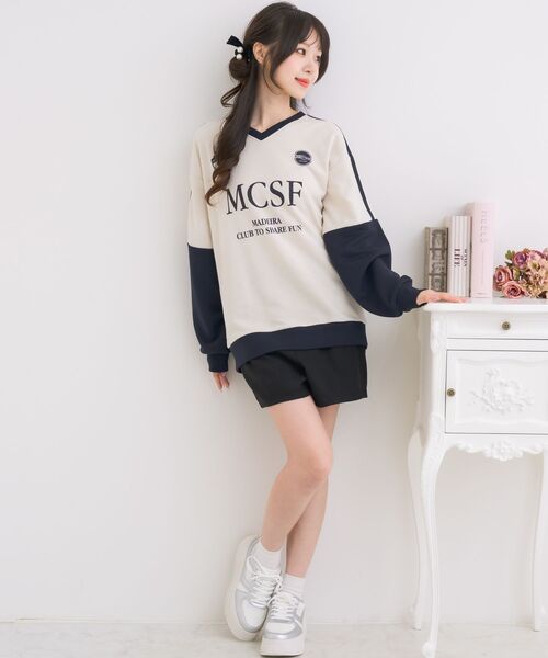 ems excite（エムズエキサイト）の「配色ユニフォームトレーナー（スウェット・レディース・ピンク/ホワイト系その他/ナチュラル・FREE）」の7枚目の写真