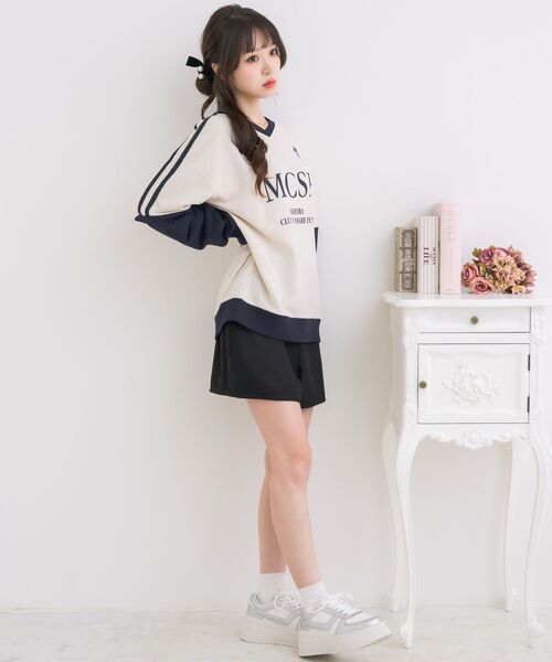 ems excite（エムズエキサイト）の「配色ユニフォームトレーナー（スウェット・レディース・ピンク/ホワイト系その他/ナチュラル・FREE）」の8枚目の写真