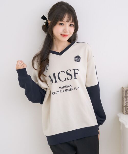 ems excite（エムズエキサイト）の「配色ユニフォームトレーナー（スウェット・レディース・ピンク/ホワイト系その他/ナチュラル・FREE）」の11枚目の写真