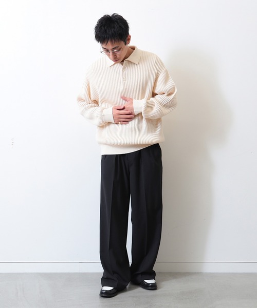 BEAMS(ビームス)の「メッシュ ニット ポロシャツ(ニット/セーター・メンズ・ナチュラル/ネイビー・S/M/L/XL)」の7枚目の写真