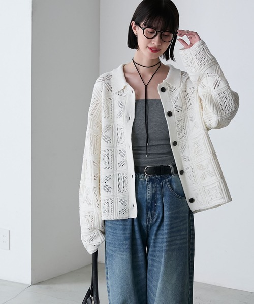 boohoo MAN★半袖 ボタン クロシェ ニット シャツ カーディガン boohoo MAN☆半袖 クロシェット ニット シャツ カーディガン