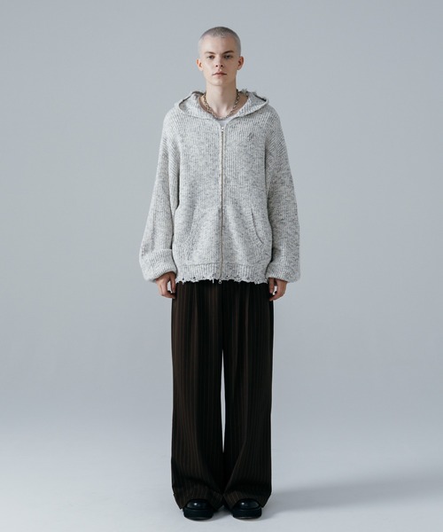 セール】【ajouter flow】af metal logo knit hoodie（カーディガン 