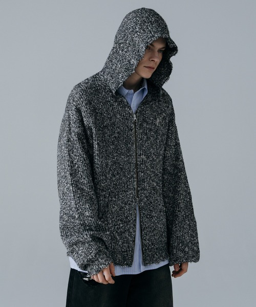 セール】【ajouter flow】af metal logo knit hoodie（カーディガン 