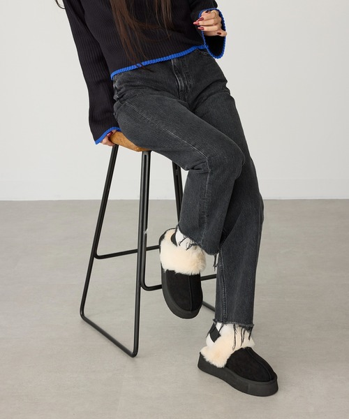 セール】【SETUP7】ゴムベルトフェイクムートンサンダル JIP