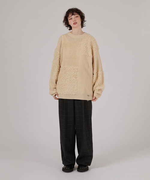 ONCILY(オンシェリー)の「PATCHWORK LOOP YARN KNIT / パッチワークループニット(ニット/セーター・メンズ・ブラック/レッド/アイボリー/ブルー・LARGE/MEDIUM/SMALL)」の16枚目の写真