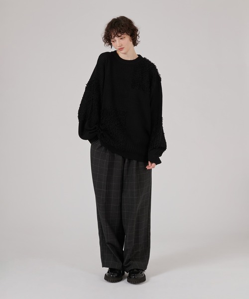 ONCILY(オンシェリー)の「PATCHWORK LOOP YARN KNIT / パッチワークループニット(ニット/セーター・メンズ・ブラック/レッド/アイボリー/ブルー・LARGE/MEDIUM/SMALL)」の6枚目の写真