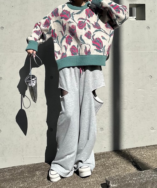 mi via loca(ミヴィアロカ)の「配色カットアウト スウェットパンツ(スウェットパンツ・レディース・ブラウン/カーキ/トップグレー・FREE)」の16枚目の写真