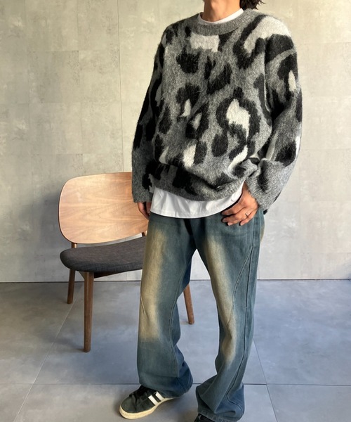 CREARE -LINO-(クレアーレリノ)の「〈ユニセックス商品〉レオパード柄オーバーサイズニットプルオーバー(ニット/セーター・レディース・グレー/ベージュ・FREE)」の20枚目の写真