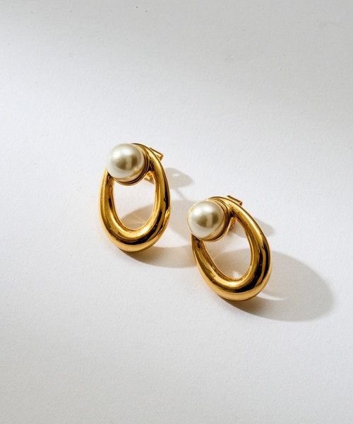 PHILIPPE AUDIBERT(フィリップ オーディベール)の「【PHILIPPE AUDIBERT】オーバル パールピアス ゴールド Boucles d'oreilles Carmel laiton BO6469(ピアス(両耳用)・レディース・ゴールド・FREE)」の8枚目の写真