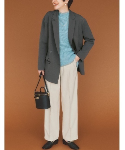 IEDIT（イディット）の「ＩＥＤＩＴ　小森美穂子さんコラボ　ゆるシルエットのこなれ見えジャケット〈チャコールグレー〉（テーラードジャケット・レディース・チャコールグレー・M/L/LL/3L/S）」の10枚目の写真