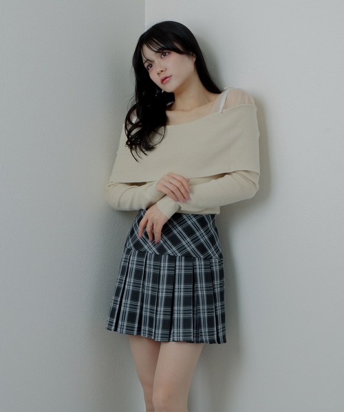 tulle ribbon knit tops/チュールリボンニットトップス（ニット