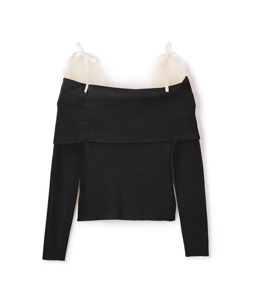 M DOLLY(エムドリー)の「tulle ribbon knit tops/チュールリボンニットトップス(ニット/セーター・レディース・ブラック/アイボリー・S/M)」の10枚目の写真