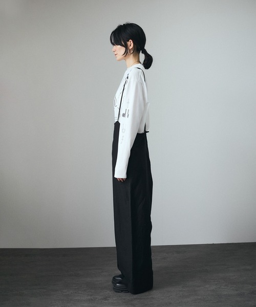 SALON adam et rope'（サロン アダム エ ロペ）の「麻レーヨンサロペット（サロペット/オーバーオール・レディース・ブラック/オフホワイト・FREE）」の19枚目の写真