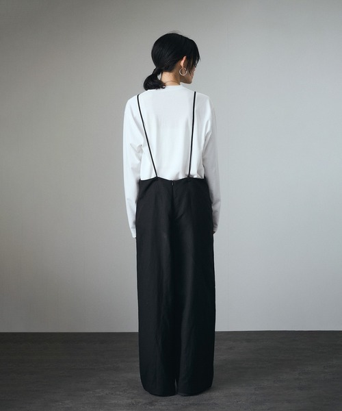 新品タグ付き　SALON♥アダム・エ・ロペ　 麻オールインワン　サロペット セール】麻レーヨンサロペット（サロペット/オーバーオール