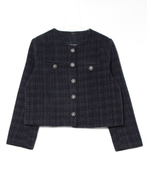 Ritzy（リッツィー）の「ノーカラー ツィードジャケット（ノーカラージャケット・レディース・ネイビー・S/M/L/XL）」の7枚目の写真