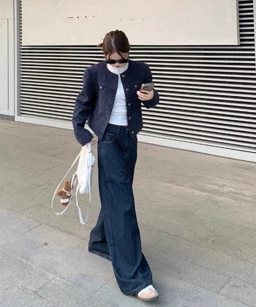 Ritzy（リッツィー）の「ノーカラー ツィードジャケット（ノーカラージャケット・レディース・ネイビー・S/M/L/XL）」の15枚目の写真