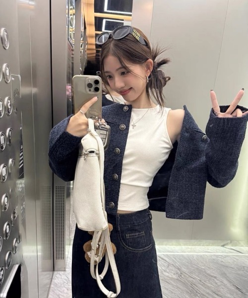 Ritzy（リッツィー）の「ノーカラー ツィードジャケット（ノーカラージャケット・レディース・ネイビー・S/M/L/XL）」の13枚目の写真