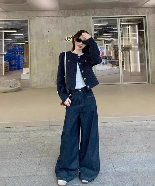 Ritzy（リッツィー）の「ノーカラー ツィードジャケット（ノーカラージャケット・レディース・ネイビー・S/M/L/XL）」の11枚目の写真