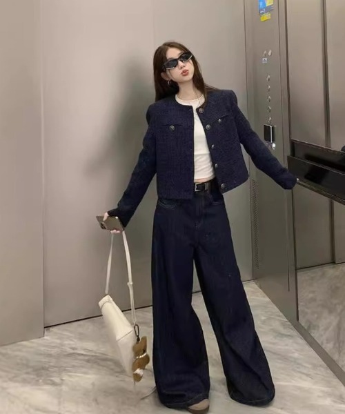 Ritzy（リッツィー）の「ノーカラー ツィードジャケット（ノーカラージャケット・レディース・ネイビー・S/M/L/XL）」の10枚目の写真