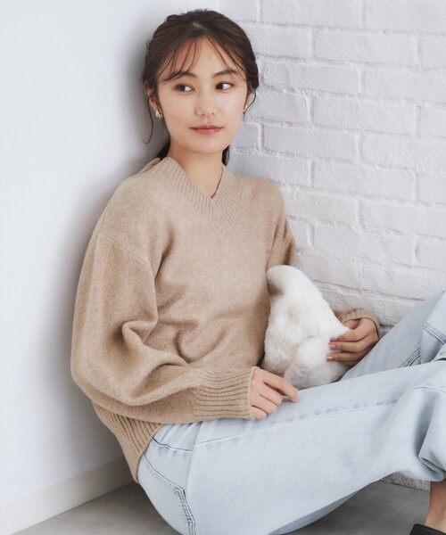 RUYSSELNO CIDAM（ラッセルノ）Vネックニット　セーター　サイズ6 セール】《6color》ラムライクVネックニット【洗濯機洗い可】（ニット