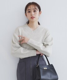 ◆《6color》ラムライクVネックニット【洗濯機洗い可】