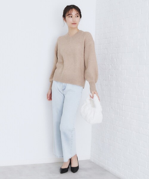 セール】《6color》ラムライクVネックニット【洗濯機洗い可】（ニット