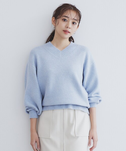 セール】《6color》ラムライクVネックニット【洗濯機洗い可】（ニット