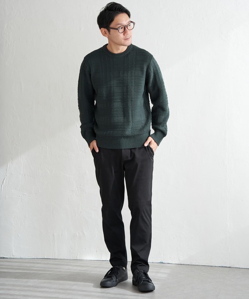 ikka(イッカ)の「ジャカードチェックニット(ニット/セーター・メンズ・オフホワイト/ネイビー/グリーン・XL/L/M/S)」の15枚目の写真