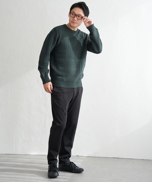 ikka(イッカ)の「ジャカードチェックニット(ニット/セーター・メンズ・オフホワイト/ネイビー/グリーン・XL/L/M/S)」の16枚目の写真