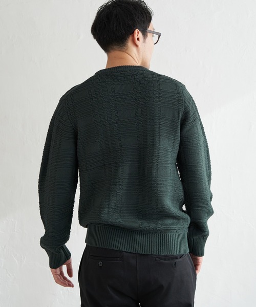 ikka(イッカ)の「ジャカードチェックニット(ニット/セーター・メンズ・オフホワイト/ネイビー/グリーン・XL/L/M/S)」の19枚目の写真