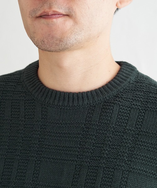 ikka(イッカ)の「ジャカードチェックニット(ニット/セーター・メンズ・オフホワイト/ネイビー/グリーン・XL/L/M/S)」の20枚目の写真